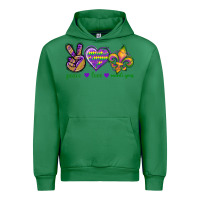 Emerald Peace Love Mardi Gras Urban Hoodie - BundleAndBundleShop