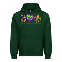 Forest Green Peace Love Mardi Gras Urban Hoodie - BundleAndBundleShop