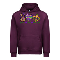 Mauve Wine Peace Love Mardi Gras Urban Hoodie - BundleAndBundleShop