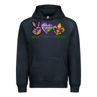 Navy Peace Love Mardi Gras Urban Hoodie - BundleAndBundleShop