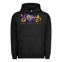 Pigment Black Peace Love Mardi Gras Urban Hoodie - BundleAndBundleShop