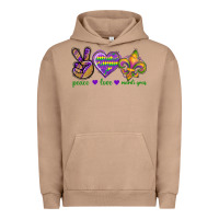 Pigment Burro Peace Love Mardi Gras Urban Hoodie - BundleAndBundleShop