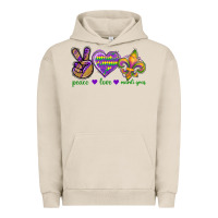 Pigment French Oak Peace Love Mardi Gras Urban Hoodie - BundleAndBundleShop