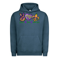 Pigment Midnight Navy Peace Love Mardi Gras Urban Hoodie - BundleAndBundleShop