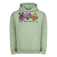 Pigment Oil Green Peace Love Mardi Gras Urban Hoodie - BundleAndBundleShop
