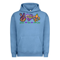 Pigment Pebble Blue Peace Love Mardi Gras Urban Hoodie - BundleAndBundleShop