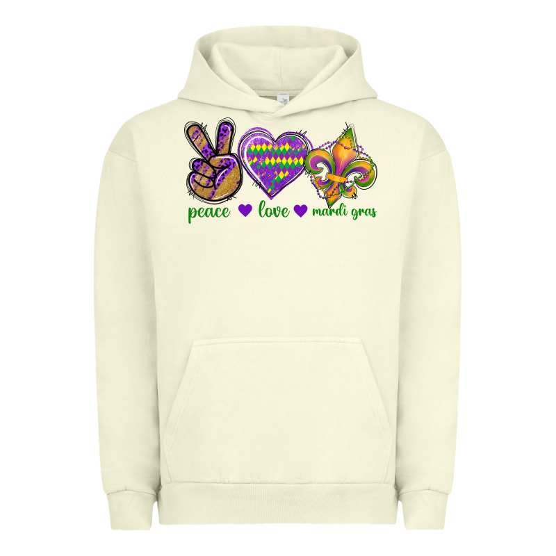Peace Love Mardi Gras Urban Hoodie by BundleAndBundleShop | Teevron