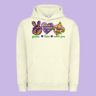 Peace Love Mardi Gras Urban Hoodie Designed By Bundleandbundleshop