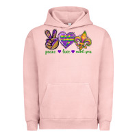 Pigment Salmon Peace Love Mardi Gras Urban Hoodie - BundleAndBundleShop