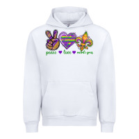 White Peace Love Mardi Gras Urban Hoodie - BundleAndBundleShop