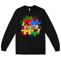 Black autism puzzle pieces Long Sleeve Tee - Zillion Design Studio
