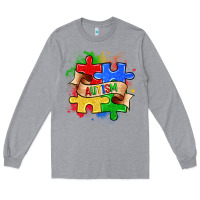 Heather Grey autism puzzle pieces Long Sleeve Tee - Zillion Design Studio