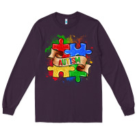 Plum autism puzzle pieces Long Sleeve Tee - Zillion Design Studio
