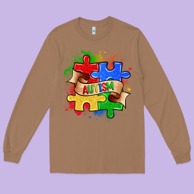 Autism Puzzle Pieces Long Sleeve Tee Designed By Zillion Design Studio