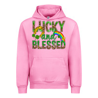 Fuchsia Pink Lucky And Blessed St Patricks Urban Hoodie - BundleAndBundleShop