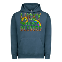 Pigment Midnight Navy Lucky And Blessed St Patricks Urban Hoodie - BundleAndBundleShop