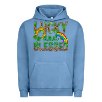 Pigment Pebble Blue Lucky And Blessed St Patricks Urban Hoodie - BundleAndBundleShop