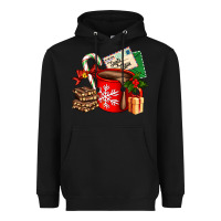 Christmas Hot Chocolate Cup With Gift And Letters Heavyweight Hoodie | Teevron