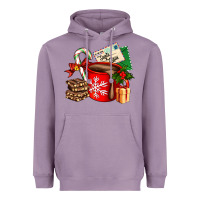 Lavender Christmas hot chocolate cup with gift and letters Heavyweight Hoodie - AdoDesignShop