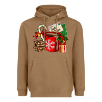 Toasted Coconut Christmas hot chocolate cup with gift and letters Heavyweight Hoodie - AdoDesignShop