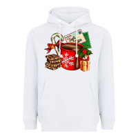 White Christmas hot chocolate cup with gift and letters Heavyweight Hoodie - AdoDesignShop