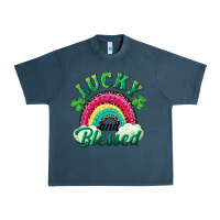 Midnight Navy Lucky and blessed rainbow Urban Heavy Tee - RanaPortraitStore