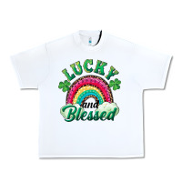 White Lucky and blessed rainbow Urban Heavy Tee - RanaPortraitStore