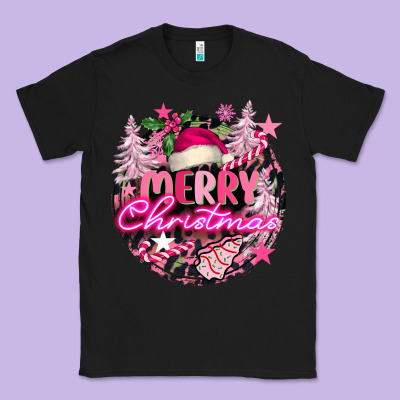 Pink Merry Christmas Classic Tee Designed By Fadigitalartstudio