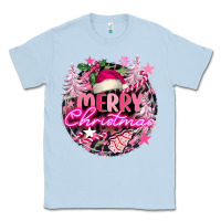 Dusty Blue pink merry christmas Classic Tee - FaDigitalArtStudio