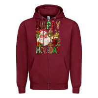 Burgundy happy holiday santa claus christmas Zipper Hoodie - FaDigitalArtStudio