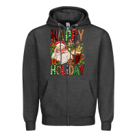 Charcoal Heather happy holiday santa claus christmas Zipper Hoodie - FaDigitalArtStudio