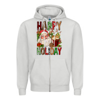 Dove Grey happy holiday santa claus christmas Zipper Hoodie - FaDigitalArtStudio