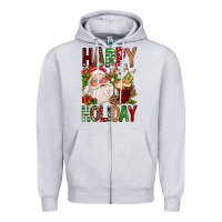 Heather Grey happy holiday santa claus christmas Zipper Hoodie - FaDigitalArtStudio