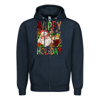 Navy happy holiday santa claus christmas Zipper Hoodie - FaDigitalArtStudio