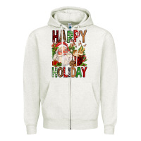 Oatmeal Heather happy holiday santa claus christmas Zipper Hoodie - FaDigitalArtStudio