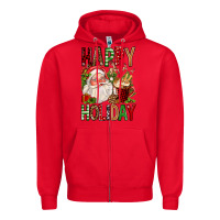 Red happy holiday santa claus christmas Zipper Hoodie - FaDigitalArtStudio