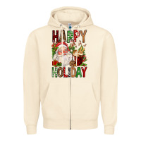 Sandshell happy holiday santa claus christmas Zipper Hoodie - FaDigitalArtStudio