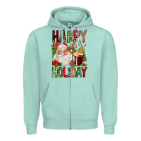 Seafoam happy holiday santa claus christmas Zipper Hoodie - FaDigitalArtStudio