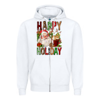 White happy holiday santa claus christmas Zipper Hoodie - FaDigitalArtStudio
