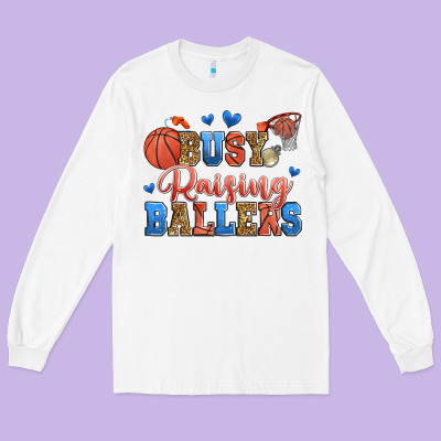 Busy Raising Ballers Basketball Long Sleeve Tee Designed By Zillion Design Studio
