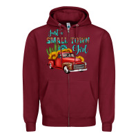 Burgundy just a small town girl with car Zipper Hoodie - HRA Design Shop