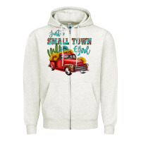 Oatmeal Heather just a small town girl with car Zipper Hoodie - HRA Design Shop