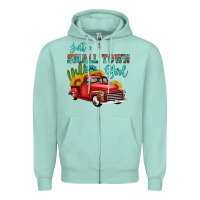 Seafoam just a small town girl with car Zipper Hoodie - HRA Design Shop