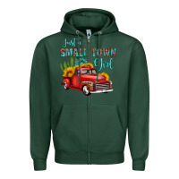 Sports Green just a small town girl with car Zipper Hoodie - HRA Design Shop