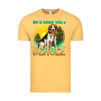 Vintage Mustard life is better with a beagle Vintage Tee - texasbilliewilder