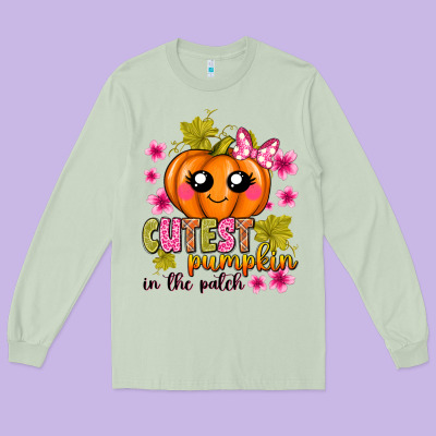 Cutest Pumpkin In The Patch Long Sleeve Tee Designed By Texasbilliewilder