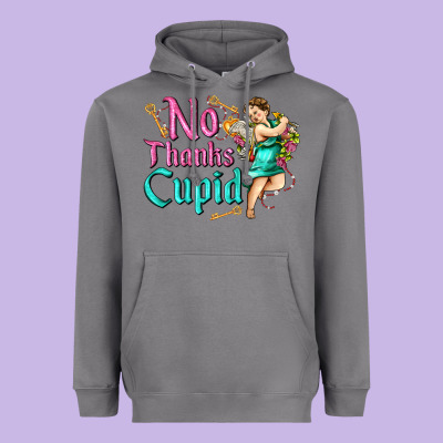 No Thanks Cupid Heavyweight Hoodie Designed By Adodesignshop