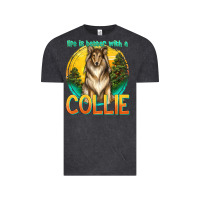 Vintage Black life is better with a collie Vintage Tee - texasbilliewilder