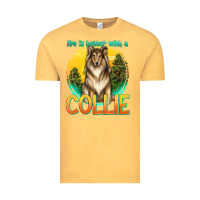 Vintage Mustard life is better with a collie Vintage Tee - texasbilliewilder