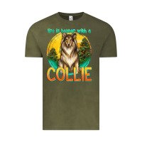 Vintage Olive life is better with a collie Vintage Tee - texasbilliewilder